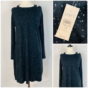 LOFT Petite Size LP Black White Speckle Dress